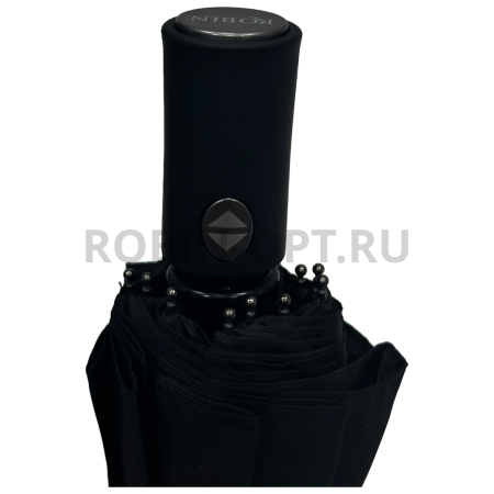 Зонт автомат мужской 3 сл., ROBIN 413, прямая ручка , 23"(58.5см)Х12к, эпонж 210т, 103 см(диаметр), 482 г, 1 рассцветка, черный фото детальное