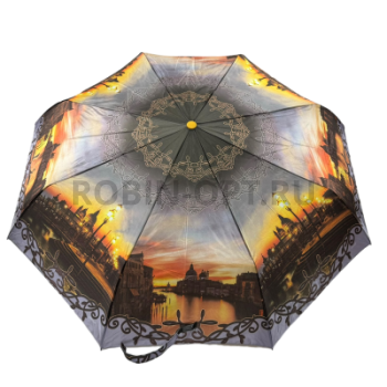 Зонт автомат женский 3 сл., DINIYA 169, прямая ручка , 23"(58.5см)Х9к, сатин, (диаметр),  г, , город фото анонса