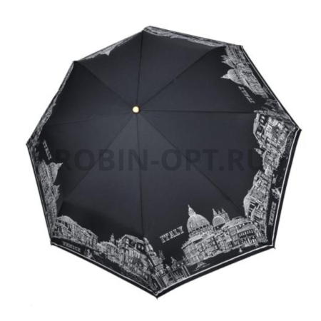 Зонт полный автомат женский 3 сл., Три слона L3897-C, прямая ручка , 23"(58.5см)Х8к, эпонж, (диаметр),  г, , нарисованный город фото детальное