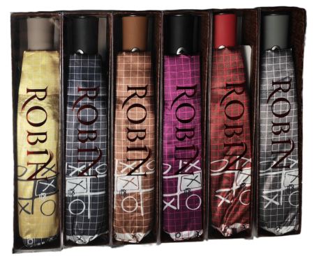 Зонт автомат женский 3 сл., ROBIN 3360, прямая ручка , 23"(58.5см)Х9к, сатин, 100 см(диаметр), 448 г, 6 рассцветка, крестики-нолик фото детальное