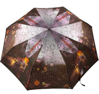 Зонт автомат женский 3 сл., DINIYA 200, прямая ручка , 23"(58.5см)Х8к, сатин, (диаметр),  г, , город фото анонса