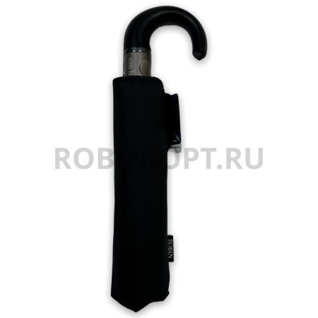 Зонт автомат мужской 3 сл., ROBIN 801, ручка крюк, 27.5"(70см)Х9к, эпонж, 115 см(диаметр), 624 г, 1 рассцветка, черный фото детальное