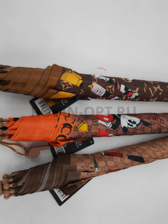 Зонт детский трость PICCO 087, полуавтомат, ручка крюк, пластик, 53 см, полиэстер, 8 спиц, Фибергласс, микки маус фото детальное