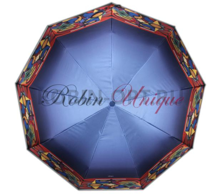 Зонт полуавтомат женский 3 сл., UNIQUE 2025, прямая ручка , 23"(58.5см)Х9к, фотосатин, (диаметр),  г, , переход (край абстракция) фото детальное