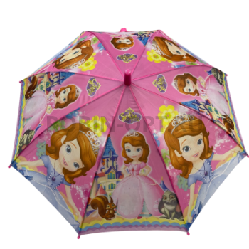 Зонт детский трость без бренда 2710, полуавтомат, ручка крюк, пластик, 48 см, полиэстер, 8 спиц, пластик, принцесса софия фото анонса