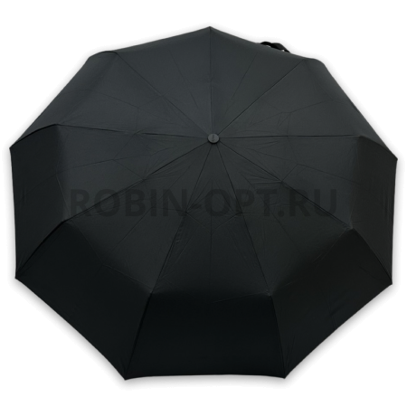 Зонт автомат мужской 3 сл., ROBIN 801, ручка крюк, 27.5"(70см)Х9к, эпонж, 115 см(диаметр), 624 г, 1 рассцветка, черный фото детальное