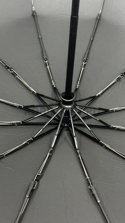 Зонт автомат мужской 3 сл., ROBIN 413, прямая ручка , 23"(58.5см)Х12к, эпонж 210т, 103 см(диаметр), 482 г, 1 рассцветка, черный фото детальное