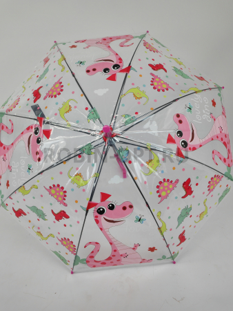 Зонт полуавтомат детский трость, PICCO 069, ручка крюк, 19"(48см)Х8к, ПВХ, (диаметр),  г, , мультики на прозрачном фоне фото детальное