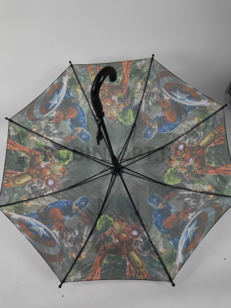 Зонт полуавтомат детский трость, PICCO 074, ручка крюк, 19"(48см)Х8к, полиэстер, (диаметр),  г, , мстители фото детальное