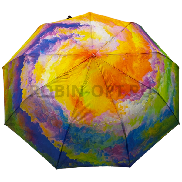 Зонт автомат женский 3 сл., Quality umbrella 2042, прямая ручка , 23"(58.5см)Х9к, эпонж, (диаметр),  г, , краски фото детальное