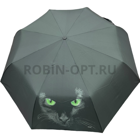 Зонт автомат женский 3 сл., DINIYA 236, прямая ручка , 23"(58.5см)Х9к, эпонж, (диаметр),  г, , кошки фото детальное