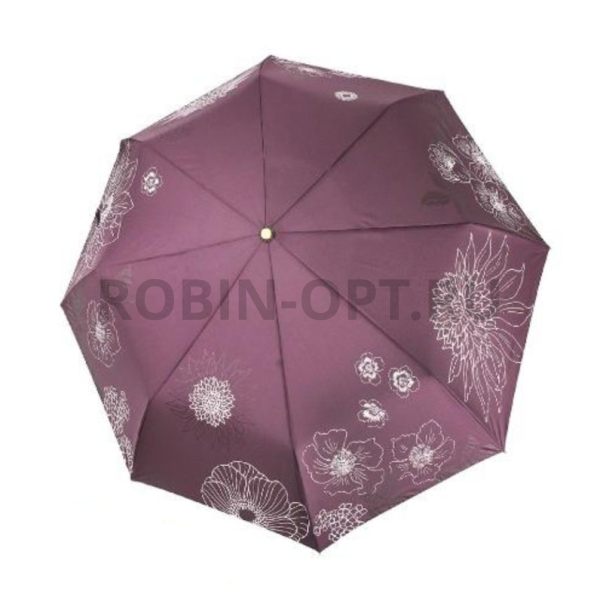 Зонт полный автомат женский 3 сл., Три слона L3897-E, прямая ручка , 23"(58.5см)Х8к, эпонж, (диаметр),  г, , нарисованный цветок фото детальное