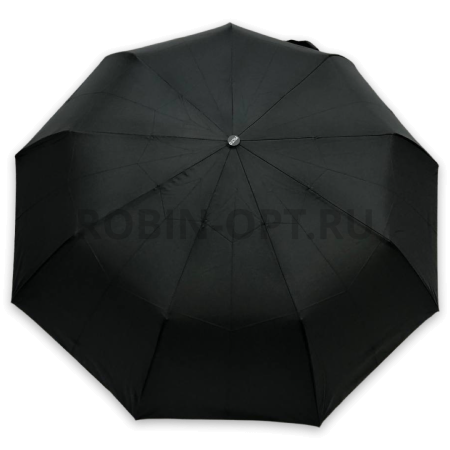Зонт полуавтомат мужской 3 сл., PICCO 3021, ручка полкрюк, 23"(58.5см)Х9к, эпонж, (диаметр),  г, , черный фото детальное