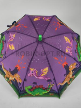 Зонт полуавтомат детский трость, PICCO 092, ручка крюк, 19"(48см)Х8к, полиэстер, (диаметр),  г, , динозавры фото анонса