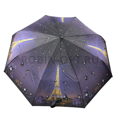 Зонт автомат женский 3 сл., DINIYA 179, прямая ручка , 23"(58.5см)Х8к, сатин, (диаметр),  г, , города и капля фото анонса