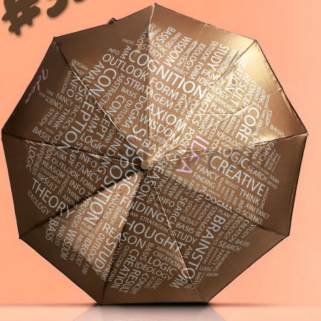 Зонт автомат женский 3 сл., ROBIN 3314, прямая ручка , 23"(58.5см)Х9к, сатин, 100 см(диаметр), 433 г, 6 рассцветка, Облака слов фото детальное