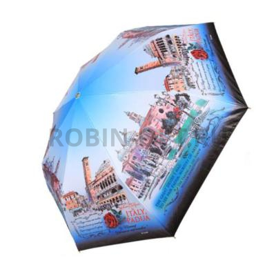 Зонт полный автомат женский 3 сл., Три слона L3833-D, прямая ручка , 23"(58.5см)Х8к, эпонж, (диаметр),  г, , нарисованный город фото анонса
