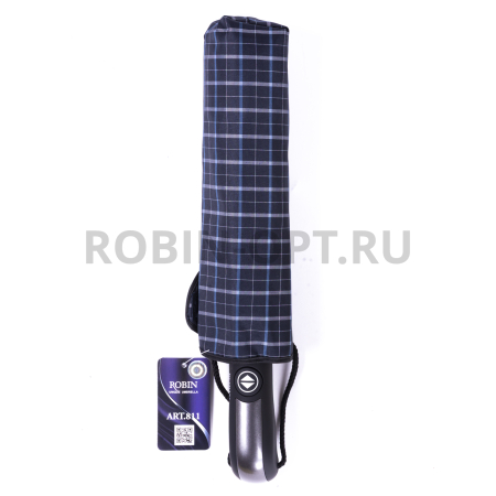 Зонт автомат мужской 3 сл., ROBIN 811, прямая длинная ручка , 23"(58.5см)Х9к, эпонж, 97 см(диаметр), 442 г, 6 рассцветка, клетка фото детальное